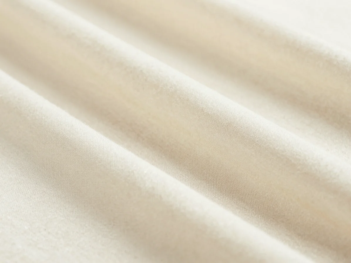 Macro photograph of ivory pure pashmina handloom weave texture, s